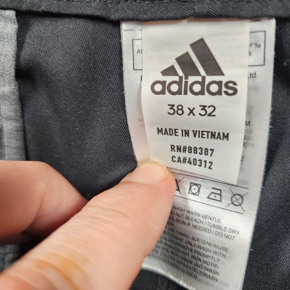 Adidas Pants Mens 38x32 Black Chino Golf Performance Stretch Casual 3-Stripes - Picture 7 of 12
